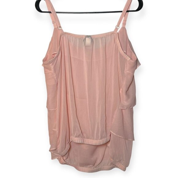 Torrid 2 (2X) Blush Pink Tiered Ruffle Chiffon Cami – Adjustable Straps - Picture 3 of 4